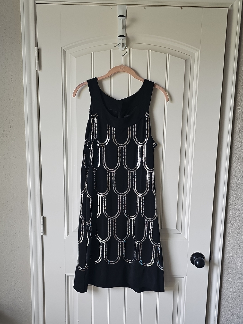 Scarlett Nite Vinatge Retro Black Dress with Silver Sequin Arcs